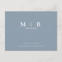 Spara datumet i Monogram enkelt Sleek Dusty Blue