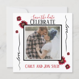 Spara datumet Kärlek och röda blommor Inbjudningar