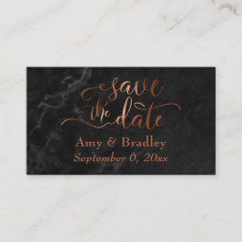 Spara datumet | Kopparskript över svart marmor Tilläggskort