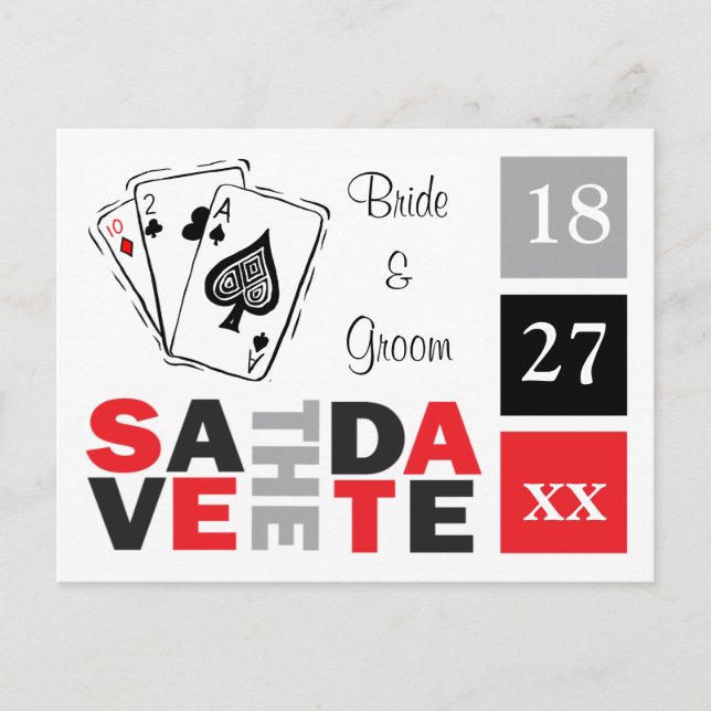 Spara datumet Las Vegas Bröllop Casino Bröllop Ann Meddelande Vykort (Framsida)