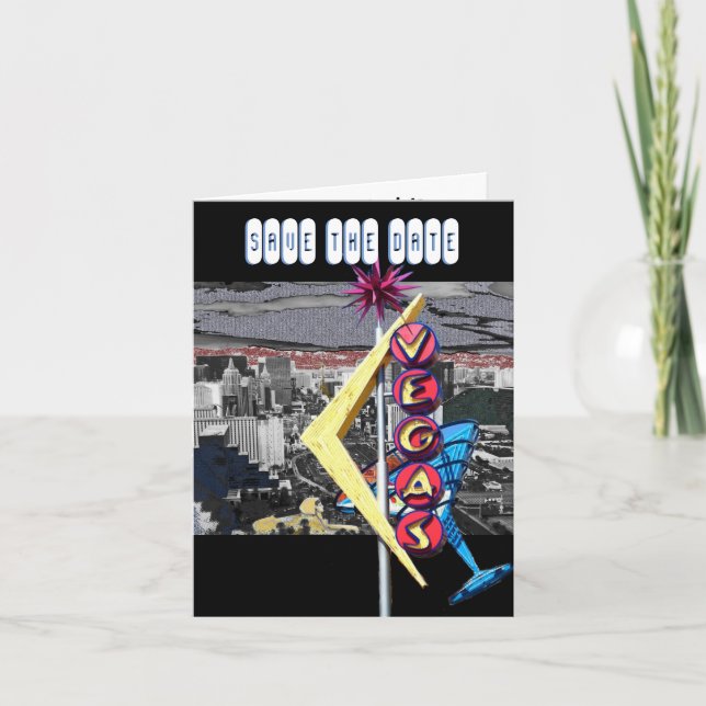 Spara datumet Las Vegas modern bröllop Kort (Framsida)
