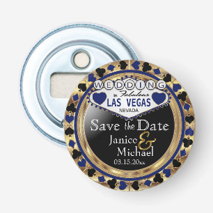 Spara datumet Las Vegas Stil - Mörk blått Flasköppnare
