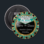 Spara datumet Las Vegas Stil - Teal Flasköppnare<br><div class="desc">Flaska-öppnare. Gifta sig du snart? En roligt och ett unikt sätt att tillkännage era bröllop-planer. Spara datum för redot som öppnar Bröllop i Flaska för att du ska kunna anpassa dig. Med ord "Save the Date" i Las Vegas Stil i faux metallic guld, teal and black design. 📌 Om du...</div>