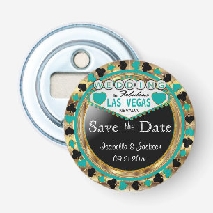 Spara datumet Las Vegas Stil - Teal Flasköppnare
