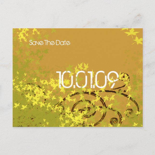 Spara datumet- Lövvirvlar - Meddelande Vykort (Framsida)