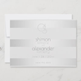 Spara datumet | Lysande silverränder Monogram