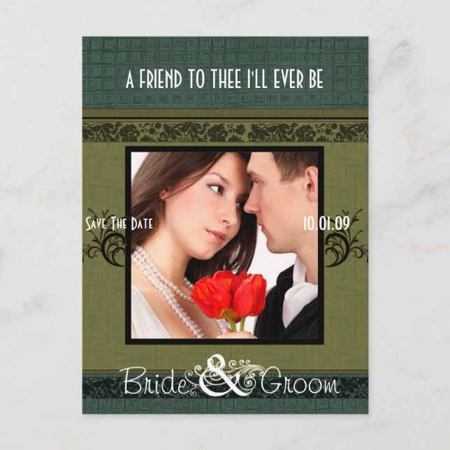 Spara datumet med ditt foto meddelande vykort (Framsida)