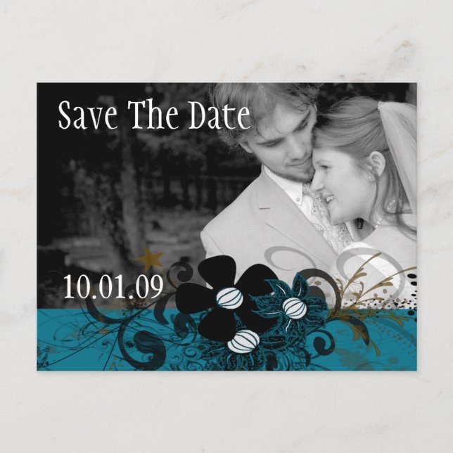 Spara datumet med ditt Photo DeepBlue Meddelande Vykort (Framsida)