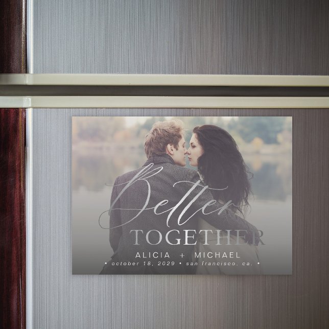 Spara datumet med fotot av bröllop tillsammans med magnetisk inbjudningskort (Skapare uppladdad)