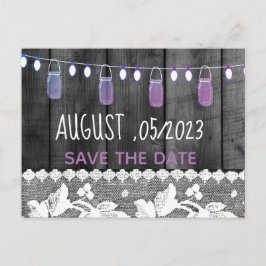 Spara datumet med trä ,snöre ,strängljus meddelande vykort