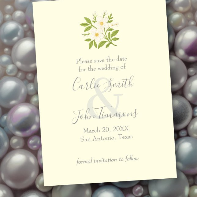 Spara datumet med vita blommor (Skapare uppladdad)