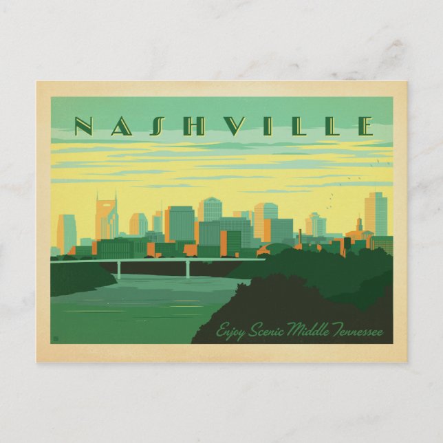 Spara datumet | Nashville, TN - Skyline Meddelande Vykort (Framsida)