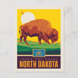 Spara datumet North Dakota Inbjudan Vykort