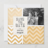 Spara datumet - Ombre-chevron-randig sicksack-foto