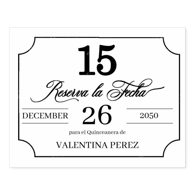 Spara datumet på spanska för Quinceanera Stämpel (Tryck)