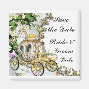 Spara datumet Princess Carriage Bröllop Magnets Magnet