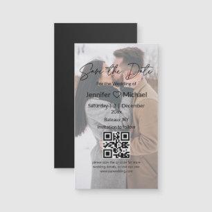 spara datumet qr-kod med foto bröllop-magnet