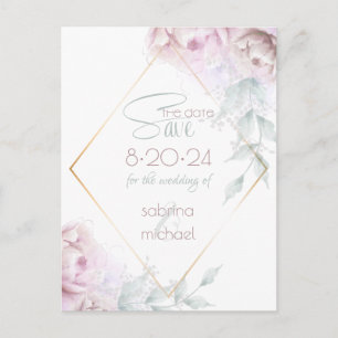 spara datumet Ro Cream Watercolor Peony Vykort