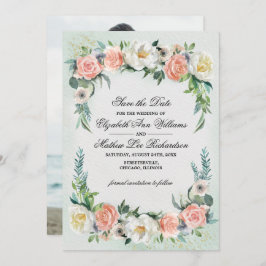 Spara datumet. Romantic Ro Bröllop-fotokort Inbjudningar