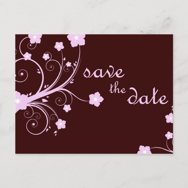 spara datumet : rosa blommar : meddelande vykort (Framsida)