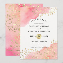 Spara datumet. Rosa Peach Botanias vattenfärg Datumet