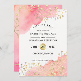 Spara datumet. Rosa Peach Botanias vattenfärg Spara Datumet