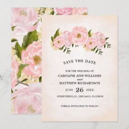 spara datumet.  Rosa Peonies Card Datumet