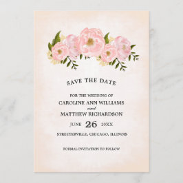 spara datumet.  Rosa Peonies Card Spara Datumet