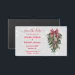 spara datumet rött christmas vintage decor magnet<br><div class="desc">bakgrund av freepik.com spara datum för rödhandskrift, dekoration för vattenfärgshristmas-vintage och snöflingor-magnetkort</div>