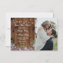Spara datumet Rustic Wood Lilac Flowers Inbjudan