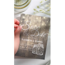 Spara datumet Rustic Wood Mason Burk String Ljus