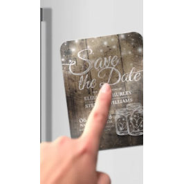 Spara datumet Rustic Wood Mason Burk String Ljus Magnet