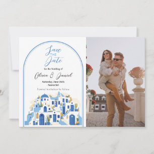 Spara datumet Santorini Photo Greece Blue White
