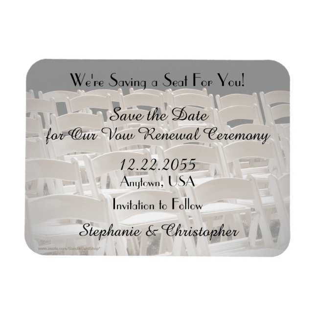 Spara datumet Sepia Vow Renewal Chairs Magnet (Horisontell)