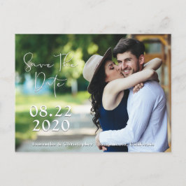 Spara datumet Shadowed White Script | 2 Bilder Meddelande Vykort