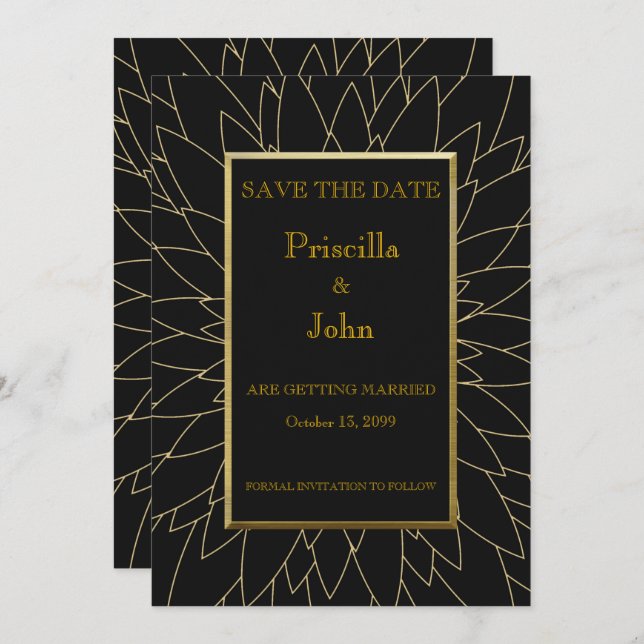 Spara datumet, store gatsby, dahlia geometrisk inbjudningar (Fram/baksida)