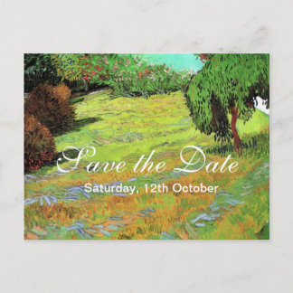 Spara datumet. Sunny Gräsmatta i en offentlig park Meddelande Vykort