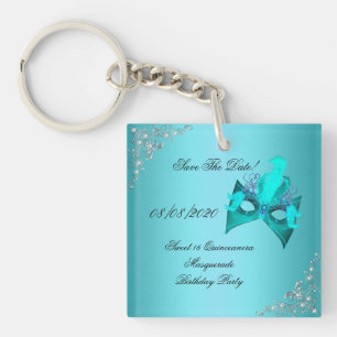 Spara datumet Sweet 16 Quinceanera maskerad Teal