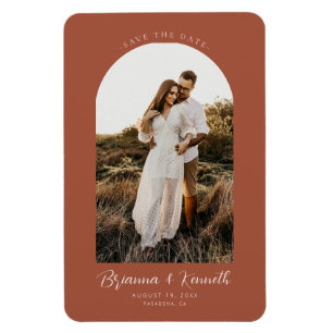 Spara datumet Terracotta med Arch Photo Magnet