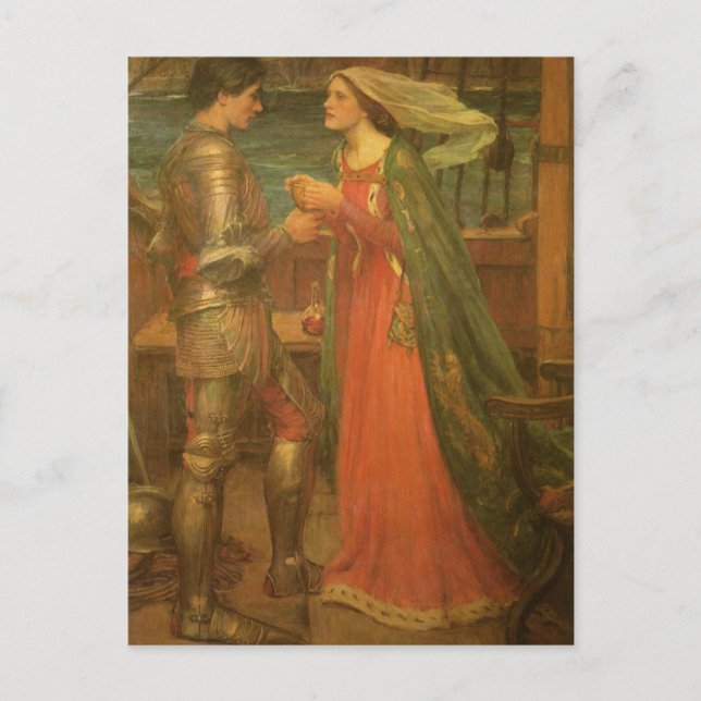 Spara datumet! Tristan och Isolde av JW Waterhouse Meddelande Vykort (Framsida)