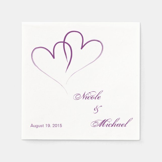 Spara datumet - två hjärtan är sammanflätade pappersservett (Framsidan)
