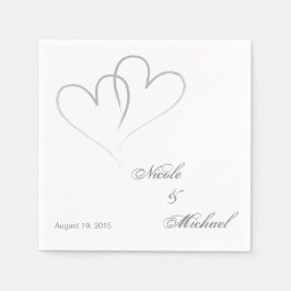 Spara datumet - två hjärtan är sammanflätade pappersservett