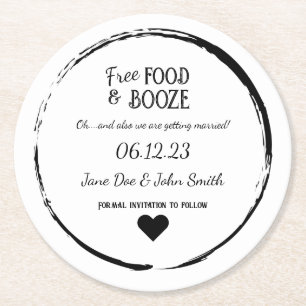 Spara datumet Underlägg - gratis mat och Sprit Papper Rund