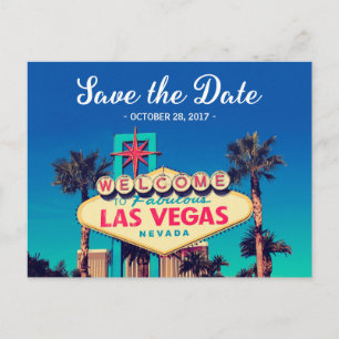Spara datumet - Vacker Retro Las Vegas Foto Meddelande Vykort