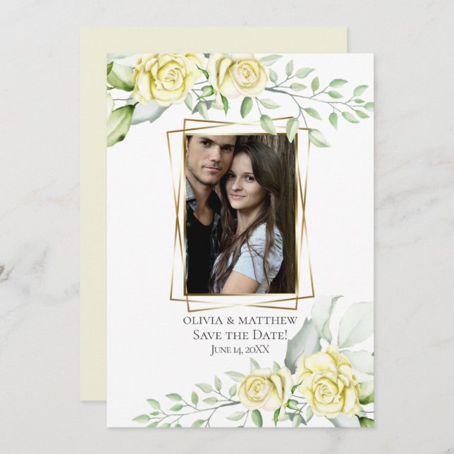 spara datumet | Vattenfärg Elfenbenskustens Gult   Inbjudningar (Fram/baksida)