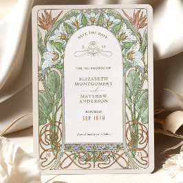 Spara datumet Vintage Art nouveau efter Mucha-inbj Inbjudningar
