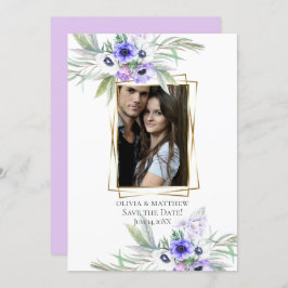spara datumet | Violet Anemone Blommigt Bouquets Inbjudningar