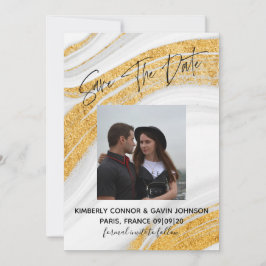 Spara datumet |Vit, Grått och Guld Marble