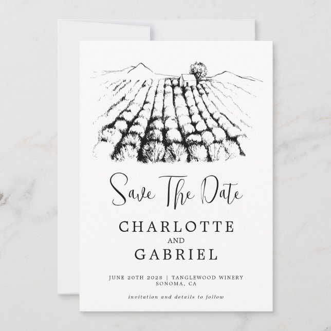 Spara datumet Winery Bröllop (Framsida)