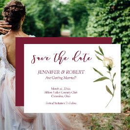 Spara datumfärgen på Vit ros-tranberry Inbjudningar